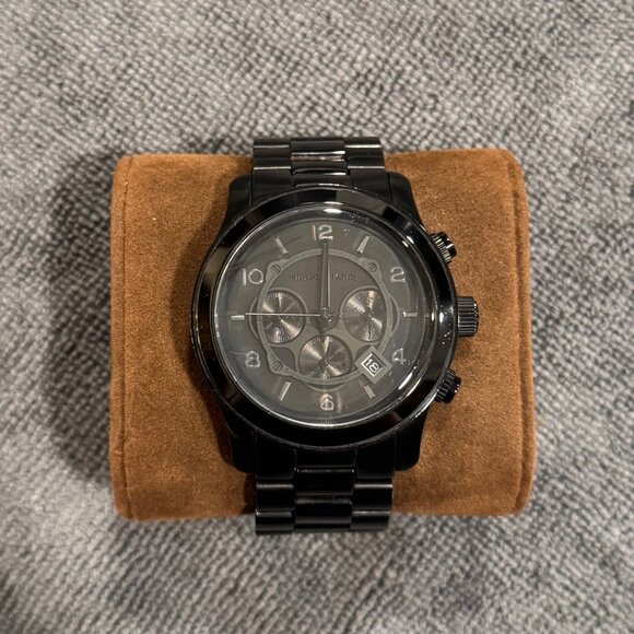 Michael Kors MK8157 Blacked Out Runway Chronograph Men's Watch - Picture 1 of 11